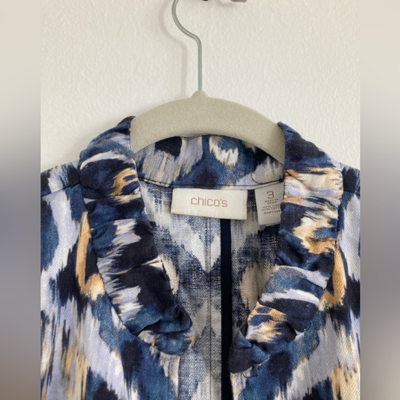 Chico’s Linen Boho Lagenlook Open Front Jacket Art to Wear Watercolor XL/16 - Picture 5 of 9